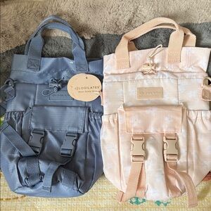 NWT Bundle Blogilates Water Bottle Sling Bags in Blue and Peach Floral